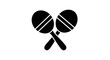 © mbak - A black and white silhouette of two crossed maracas, a percussion instrument used in music.