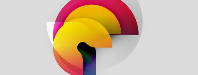 Wall Mural - abstract design features overlapping colorful arcs. gradient shades create dynamic visual effect. mi