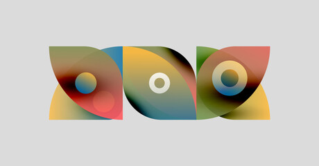 Wall Mural - abstract colorful shapes overlap, creating fluid design. soft gradients blend hues, forming dynamic 