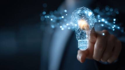Wall Mural - digital light bulb concept representing innovation and creativity, with glowing connections and futu