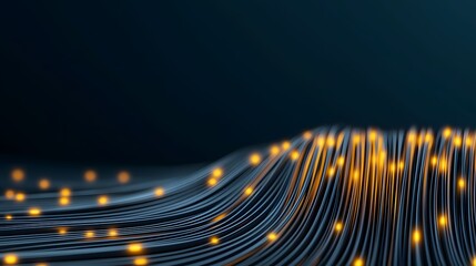 Wall Mural - the image shows multiple abstract, curved lines in a dark blue or grey color with small orange or ye