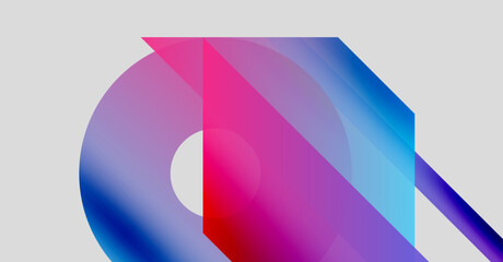 Wall Mural - abstract geometric shapes overlap, creating vibrant color gradients. pink, blue, purple hues dominat