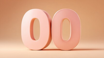 Canvas Print - soft pink number zero in modern minimalist style on beige background