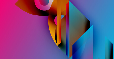 Wall Mural - abstract composition. vivid colors blend, creating dynamic shapes. geometric forms overlap, suggesti