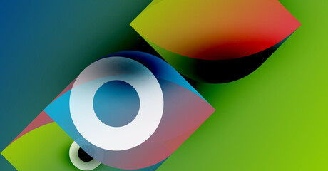 Wall Mural - abstract composition featuring vibrant colors, overlapping shapes, circles, gradients. modern design