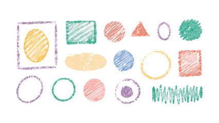 Textured crayon shapes in pastel colors abstract background