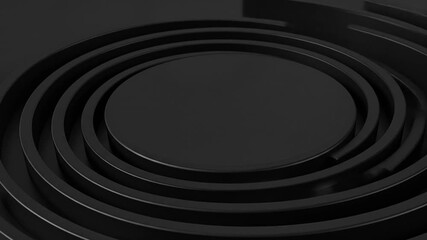 Minimalist Dark Concentric Rings in Matte Black Finish Abstract Geometric Design with Subtle Lighting Elegant and Contemporary Style