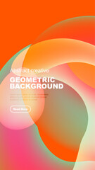 Wall Mural - vibrant abstract shapes overlap orange, pink, green hues. text present, button visible. modern desig