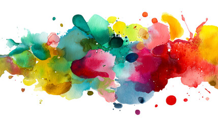 Wall Mural - colorful watercolor splashes and blobs on a white background, cut out transparent