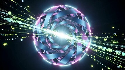 Abstract Sphere with Particle Streams: Visualizing Data Flow and Futuristic Design