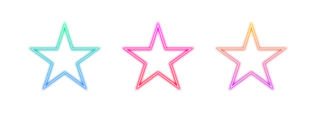 Canvas Print - collection of colorful gradient glowing star frames with transparent background