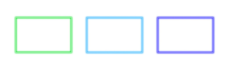 Wall Mural - collection of colorful glowing neon rectangular frames