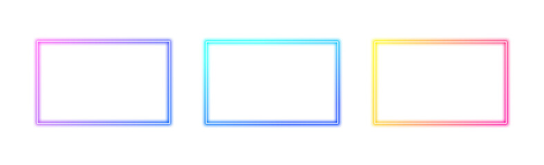 Wall Mural - collection of colorful gradient glowing rectangular frames with transparent background