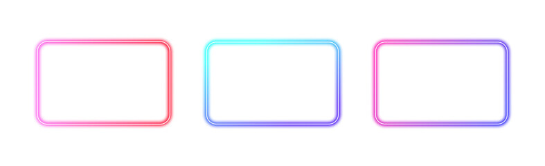 Wall Mural - collection of colorful gradient glowing rectangular frame elements on a transparent background