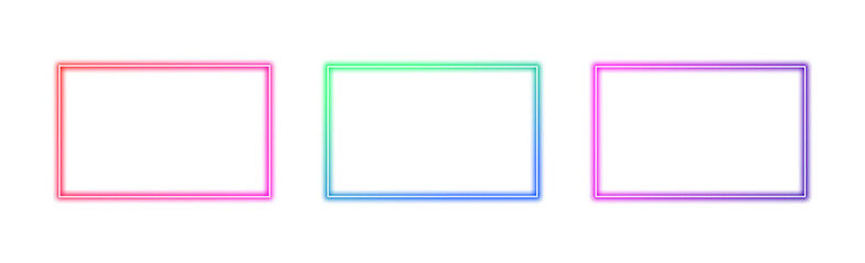 Wall Mural - collection of colorful gradient glowing rectangular frames with transparent background