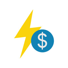 Wall Mural - Electricity Cost and Energy Price Illustration with Lightning Bolt and Dollar Sign Indicating High Utility Bills and Rising Rates