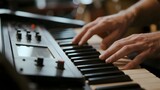Close-up of Hands Playing a Synthesizer Keyboard