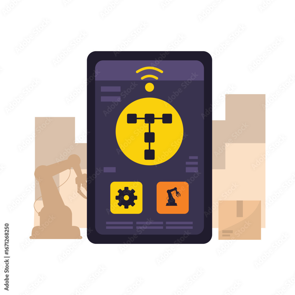 Automated Process Control System. A futuristic digital control panel ...