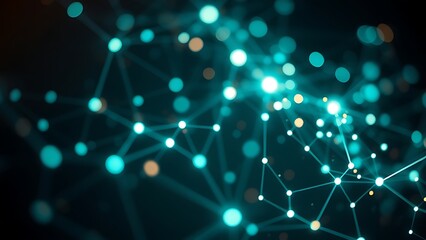 An abstract network of glowing nodes and connections, creating a futuristic visual effect.