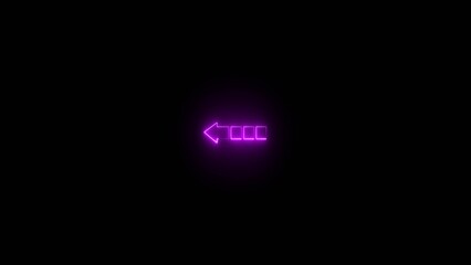 Wall Mural - Glowing neon light arrow icon on black background. A neon direction icon illustration. neon arrow icon right side arrow with black backgroun