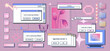 © klyaksun - Retro internet desktop with y2k popup windows, error messages and nostalgic computer interface for vaporwave aesthetics. Pink folders, loading bar, butterfly cursor and vintage dialog boxes.