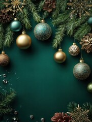 Wall Mural - wallpaper for christmas with green background and christmas decoration