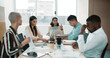 © Jordi/peopleimages.com - Discussion, documents and business people in office for planning with creative project in collaboration. Meeting, paperwork and team of editors with article for publishing in workplace boardroom.