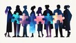 © VividStock - Team Collaboration, Silhouettes holding large puzzle pieces with galaxy texture, unity concept