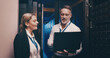 © peopleimages.com - Collaboration, cybersecurity and laptop with people in server room together for network administration. Computer, storage and upgrade with tech support team in data center for firewall installation