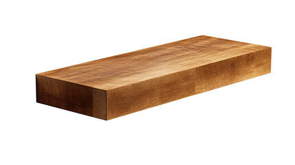 Rectangular shelf design featuring matte woodgrain surface and precise geometry, brandless and versatile, isolated on transparent background.
