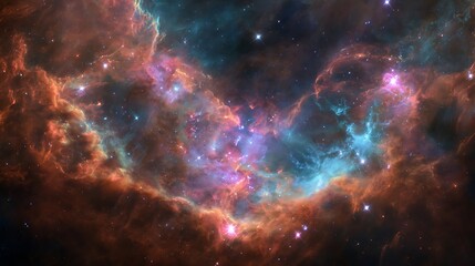 Wall Mural - Colorful nebulae with vibrant hues and scattered stars.
