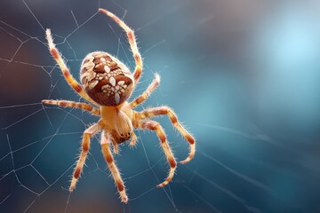 Close-up of spider in intricate web