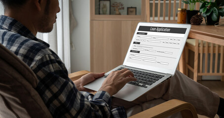 Wall Mural - Online loan application form for modish digital information collection on the internet network