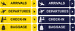 © Ahmad - Airport Sign Icons for Arrivals Departures Check-in and Baggage