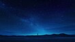 © tian - Solitary figure silhouetted against a breathtaking starry night sky over a vast desert landscape.