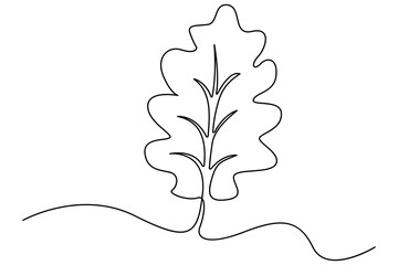 Wall Mural - leaf symbol continuous one line drawing vector minimalist outline art illustration on white backgrou