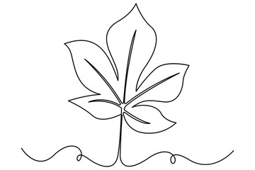 Wall Mural - leaf symbol continuous one line drawing vector minimalist outline art illustration on white backgrou
