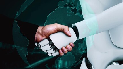 Wall Mural - future financial technology controll by ai robot huminoid uses machine learning and artificial intel
