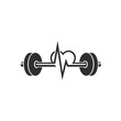 © Mustafa - A barbell with a heartbeat line in the middle on a black background in a graphic style design