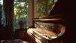 © Zhang - Vintage piano in a sunlit room with natural light coming through windows