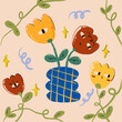 © dariseni - Whimsical Floral Vase Illustration – Playful Cartoon Flowers and Botanical Art