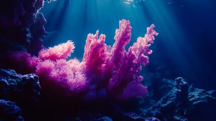 Wall Mural - vibrant underwater coral reef thrives under sunlight. the colors create a stunning aquatic scene. di