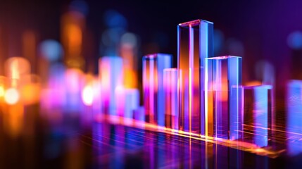 Wall Mural - vibrant abstract visualization of digital data represented by glowing geometric shapes in a modern s