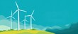 © koosy - White wind turbines on a green hillside under a blue sky. Suitable for renewable energy ads, eco - friendly campaigns, or sustainable development visuals.