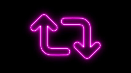 Glowing neon line Refresh button, circle arrow repeat, Reload icon 3d animation. Neon refresh icon. Glowing neon refresh icon Animation.