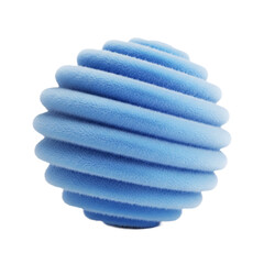 A textured blue spherical object with a spiral pattern isolated on a transparent background isolated on transparent background