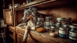 © Olga - dog on the shelf with jars