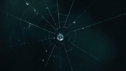 spider web with dew drops