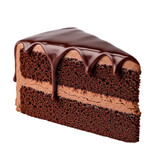 Decadent chocolate cake slice, dessert, fudge icing, ganache