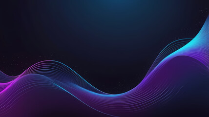 Wall Mural - Abstract digital artwork featuring flowing, luminous lines in shades of blue and purple against a dark background.